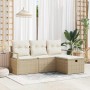 Conjunto de sofá de jardín con cojín 4 pcs beige y crema