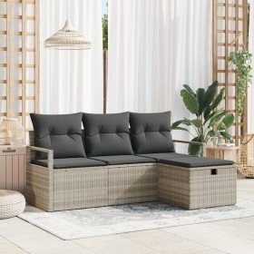 Conjunto de sofá de jardín 4 pcs Gris claro 175 x 117 x 85 cm