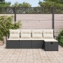 Conjunto de sofá de jardín con cojín 5 pcs Negro y crema