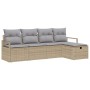 Conjunto de sofá de jardín con cojín 5 pcs beige y gris claro