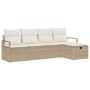 Conjunto de sofá de jardín con cojín 5 pcs beige y crema