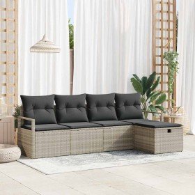 Conjunto de sofá de jardín 5 pcs Gris claro 230 x 117 x 85 cm