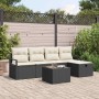 Conjunto de sofá de jardín con cojín 6 pcs Negro y crema