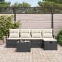 Conjunto de sofá de jardín con cojín 6 pcs Negro y crema