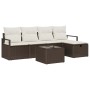 Conjunto de sofá de jardín con cojín 6 pcs Marrón y crema
