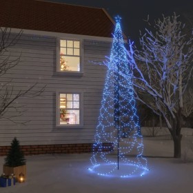 Árbol de Navidad con poste de metal 1400 LEDs azul 5 m