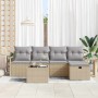 Conjunto de sofá de jardín con cojín 6 pcs beige y gris claro