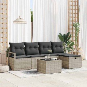 Conjunto de sofá de jardín 6 pcs Gris claro 230 x 117 x 85 cm