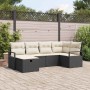 Conjunto de sofá de jardín con cojín 6 pcs Negro y crema