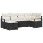 Conjunto de sofá de jardín con cojín 6 pcs Negro y crema