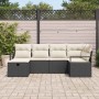 Conjunto de sofá de jardín con cojín 6 pcs Negro y crema