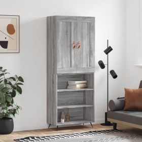 Aparador alto madera contrachapada gris sonoma 69,5x34x180 cm