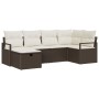 Conjunto de sofá de jardín con cojín 6 pcs Marrón y crema