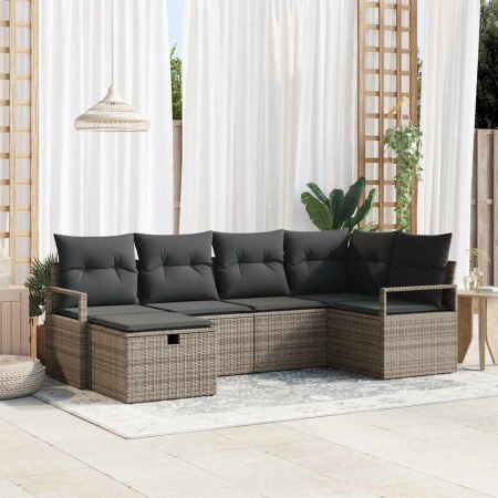 Conjunto de sofá de jardín 6 pcs Gris 232 x 122 x 85 cm