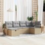 Conjunto de sofá de jardín con cojín 6 pcs beige y gris claro