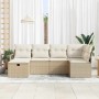 Conjunto de sofá de jardín con cojín 6 pcs beige y crema