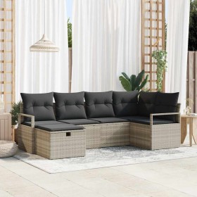 Conjunto de sofá de jardín 6 pcs Gris claro 232 x 122 x 85 cm