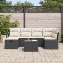 Conjunto de sofá de jardín con cojín 7 pcs Negro y crema