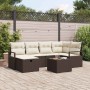 Conjunto de sofá de jardín con cojín 7 pcs Marrón y crema