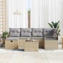 Conjunto de sofá de jardín con cojín 7 pcs beige y gris claro