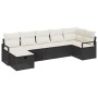 Conjunto de sofá de jardín con cojín 7 pcs Negro y crema