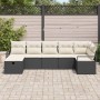 Conjunto de sofá de jardín con cojín 7 pcs Negro y crema