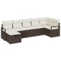 Conjunto de sofá de jardín con cojín 7 pcs Marrón y crema