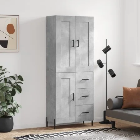 Aparador alto madera contrachapada gris hormigón 69,5x34x180 cm de vidaXL, Aparadores - Ref: Foro24-3200013, Precio: 163,83 €...