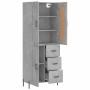 Aparador alto madera contrachapada gris hormigón 69,5x34x180 cm de vidaXL, Aparadores - Ref: Foro24-3200013, Precio: 165,70 €...