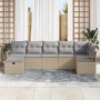 Conjunto de sofá de jardín con cojín 7 pcs beige y gris claro