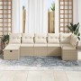 Conjunto de sofá de jardín con cojín 7 pcs beige y crema