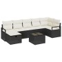 Conjunto de sofá de jardín con cojín 8 pcs Negro y crema