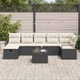Conjunto de sofá de jardín con cojín 8 pcs Negro y crema