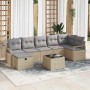 Conjunto de sofá de jardín con cojín 8 pcs beige y gris claro