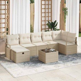 Conjunto de sofá de jardín con cojín 8 pcs beige y crema Conjunto de sofá de jardín con cojín 8 pcs beige y crema