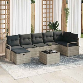 Conjunto de sofá de jardín 8 pcs Gris claro 287 x 122 x 85 cm