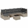 Conjunto de sofá de jardín 8 pcs Gris claro 287 x 122 x 85 cm