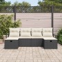 Conjunto de sofá de jardín con cojín 6 pcs Negro y crema