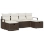 Conjunto de sofá de jardín con cojín 6 pcs Marrón y crema
