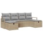 Conjunto de sofá de jardín con cojín 6 pcs beige y gris claro