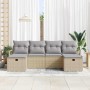 Conjunto de sofá de jardín con cojín 6 pcs beige y gris claro