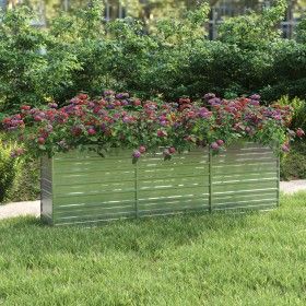 Silver galvanized steel flower bed 240x40x77 cm by vidaXL, Pots and planters - Ref: Foro24-316887, Price: 76,63 €, Discount: %