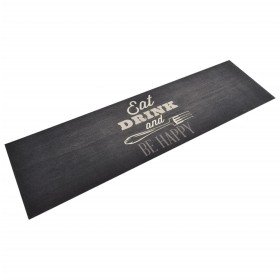 Alfombra de cocina lavable terciopelo negro 45x150 cm