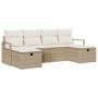 Conjunto de sofá de jardín con cojín 6 pcs beige y crema