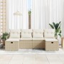 Conjunto de sofá de jardín con cojín 6 pcs beige y crema