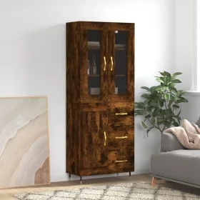 Aparador alto madera contrachapada roble ahumado 69,5x34x180 cm de vidaXL, Aparadores - Ref: Foro24-3198646, Precio: 171,84 €...