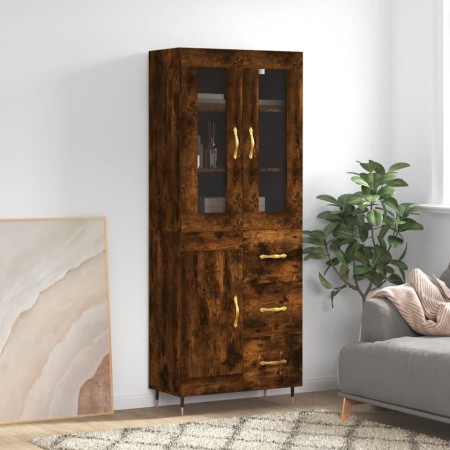 Aparador alto madera contrachapada roble ahumado 69,5x34x180 cm de vidaXL, Aparadores - Ref: Foro24-3198646, Precio: 168,93 €...