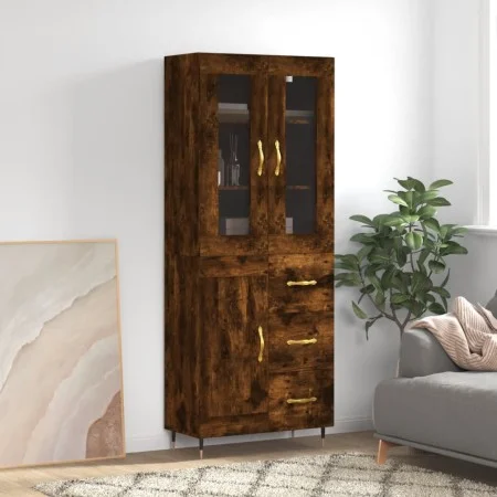 Aparador alto madera contrachapada roble ahumado 69,5x34x180 cm de vidaXL, Aparadores - Ref: Foro24-3198646, Precio: 171,84 €...