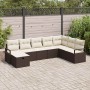 Conjunto de sofá de jardín con cojín 8 pcs Marrón y crema