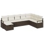Conjunto de sofá de jardín con cojín 8 pcs Marrón y crema